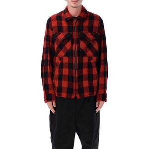 JUNYA WATANABE Plaid Zip-Up Shirt Jacket Men RED BLACK Outerwear